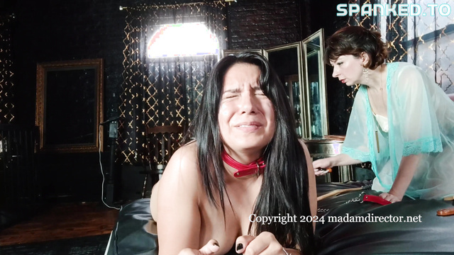 Madam Director - Alana and her Lesbian Friend Slave Punished Caning Part 2