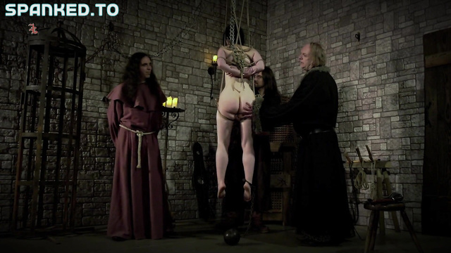 Inquisitionworld And Prisonworld - Mooing Witch - A Naked Busty Maid With Soft Natural Tits Is Tied Up And Pulled Up To The Ceiling To Be Tormented And Humiliated While Dangling From A Rope (Bondage Fetish)