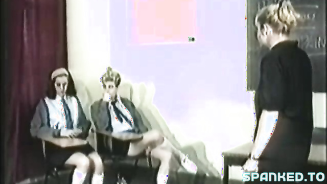 Friend Gives Strict Lesson To Two College Girls In Uniform For Their Playful Misbehavior Today