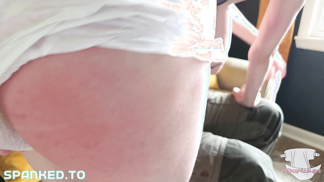 Diaper Slave Harley - After The Long Severe Spanking She Was Powdered And Put Into A Humiliating Diaper