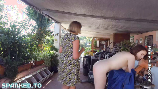 Spanking Time: Blonde Beauty Punishes Her Naughty Girlfriend Outdoors