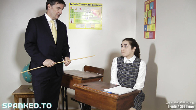 AAASpanking - Dirty Schoolgirl Slut Bent Over Desk For Hardcore Spanking By Stern Teacher